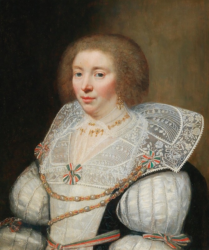 Jan Anthonisz van Ravesteyn - Portrait Of Cornelia Grijp, The Coat-Of-Arms Of The Grijp Family Weaved In Her Collar