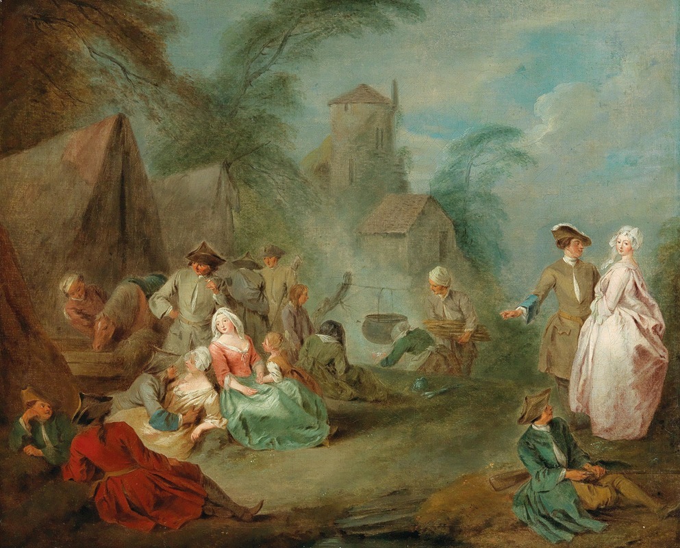 Jean-Baptiste Pater - A Military Encampment