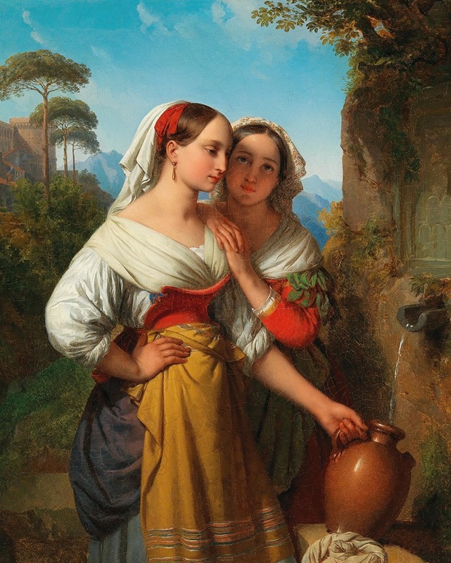 Johann Nepomuk Ender - Young Italian Women At The Fountain