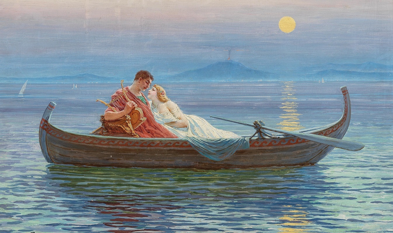 Karl Liebscher - An Amorous Couple In Moonlight