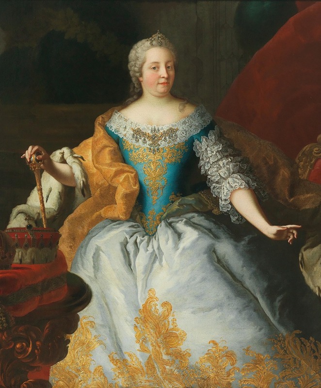 Martin van Meytens - Portrait Of The Empress Maria Theresia, Queen Of Hungary And Bohemia, With The Bohemian And The Archducal Crown