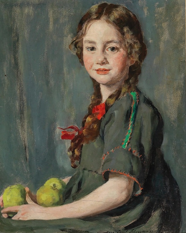 Paul Schroeter - Portrait Of A Girl With Apples