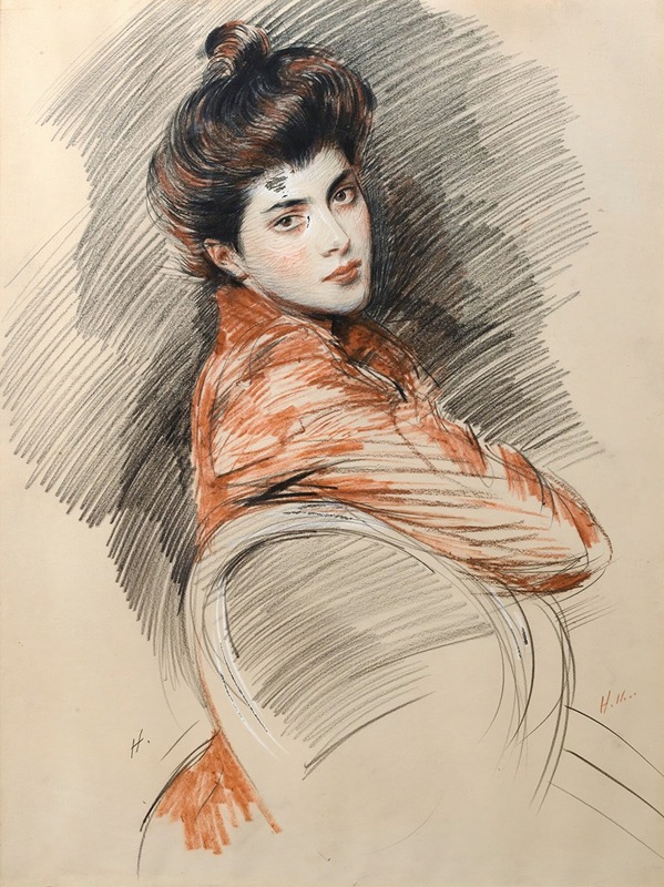 Paul César Helleu - Portrait Of Elisabeth Van Biema