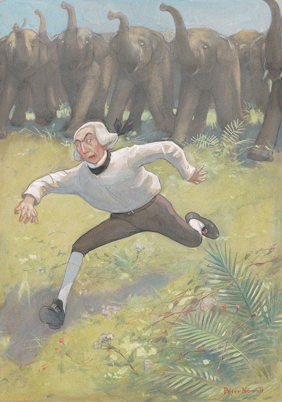 Peter Newell - Man Running From Elephants