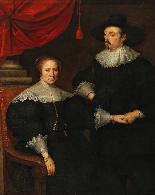 School Of Antwerp - Portrait Of A Lady Seated, With A Gentleman Holding Her Hand