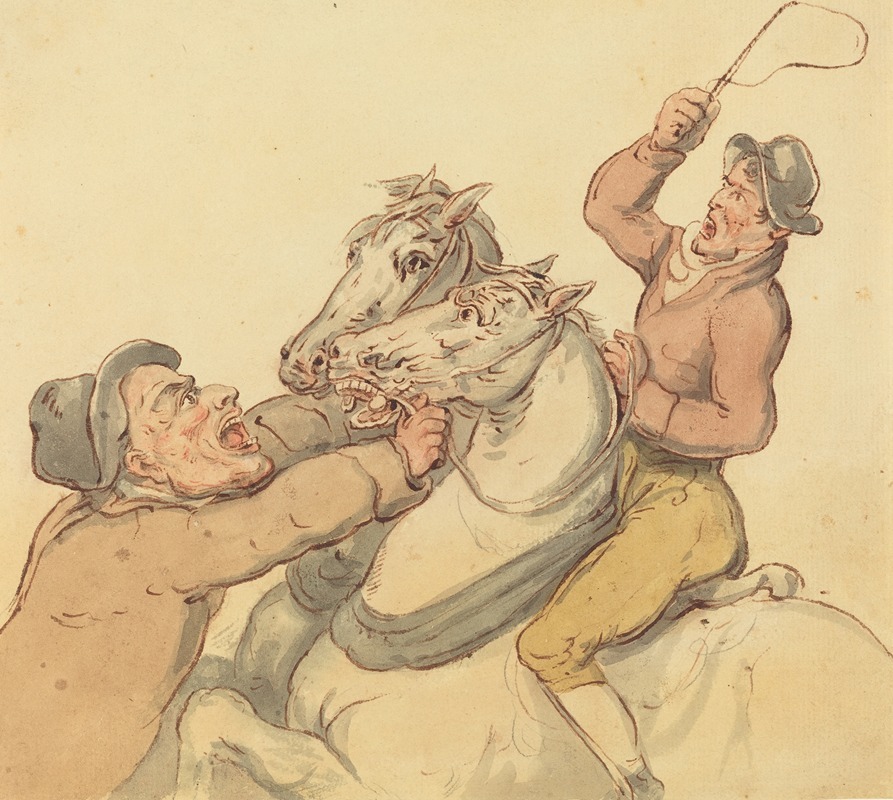 Thomas Rowlandson - Drovers With A Pair Of Rearing Horses