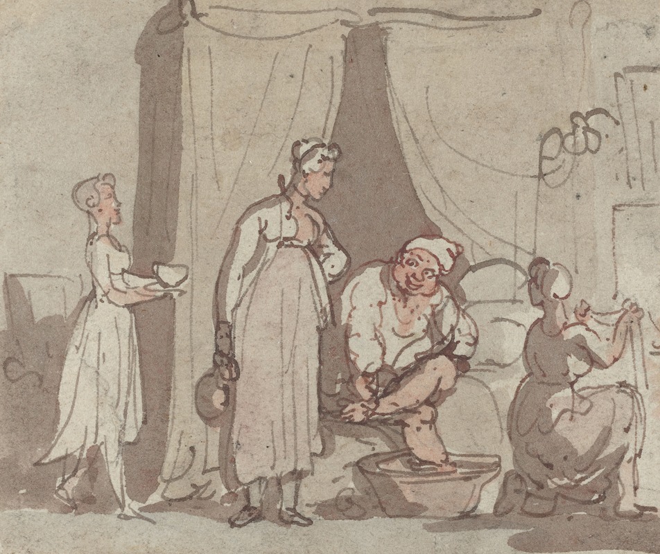 Thomas Rowlandson - The Foot Bath (Drying Out)