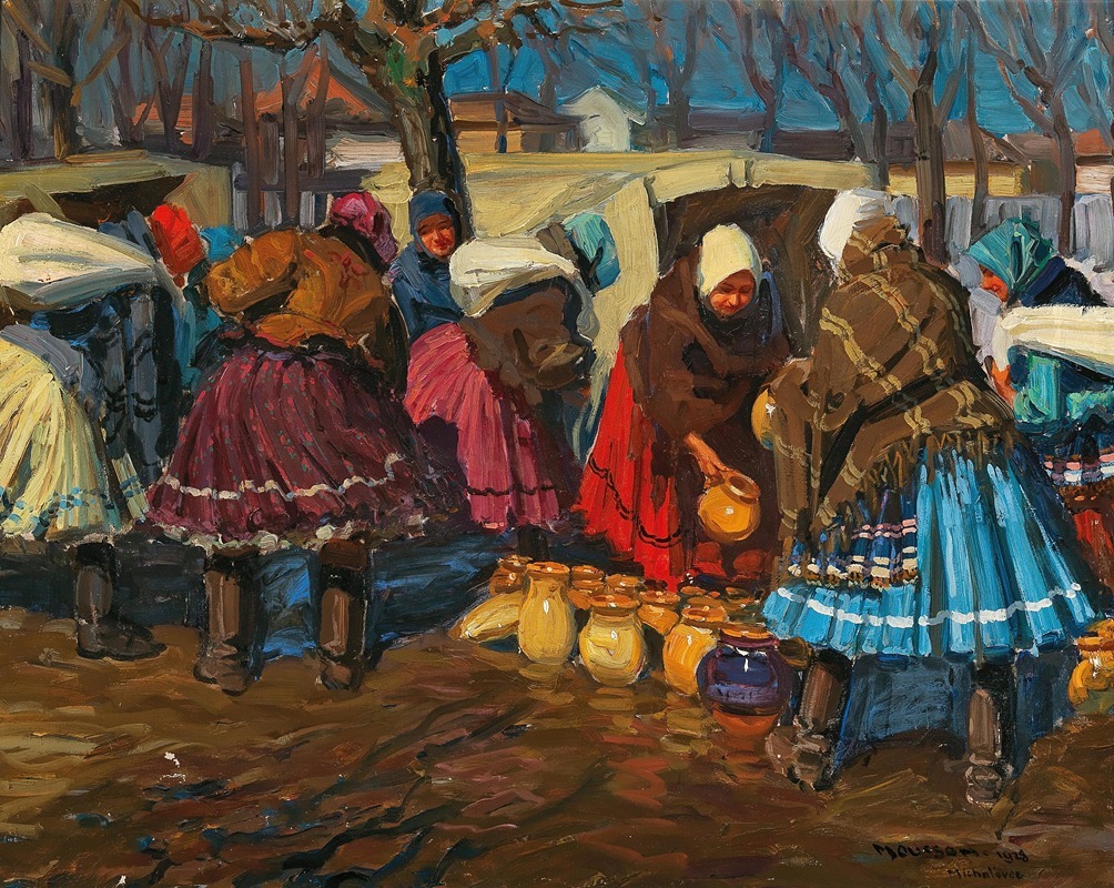 Jozef Teodor Mousson - A Pottery Market In Mihalovce