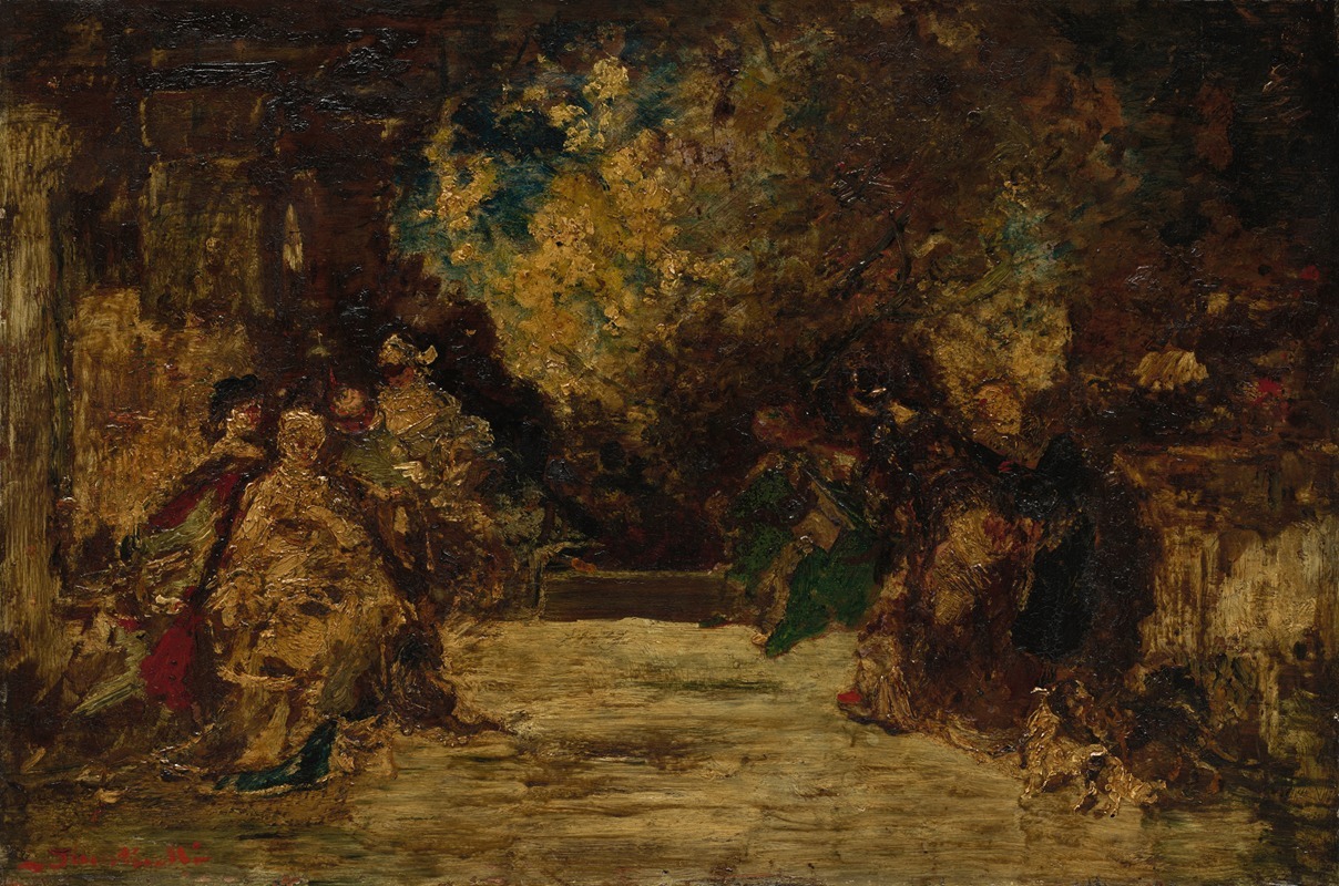Adolphe Monticelli - Figures on a Terrace