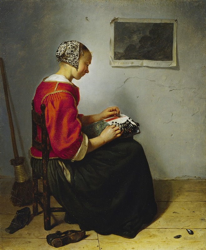 Caspar Netscher - The Lace Maker