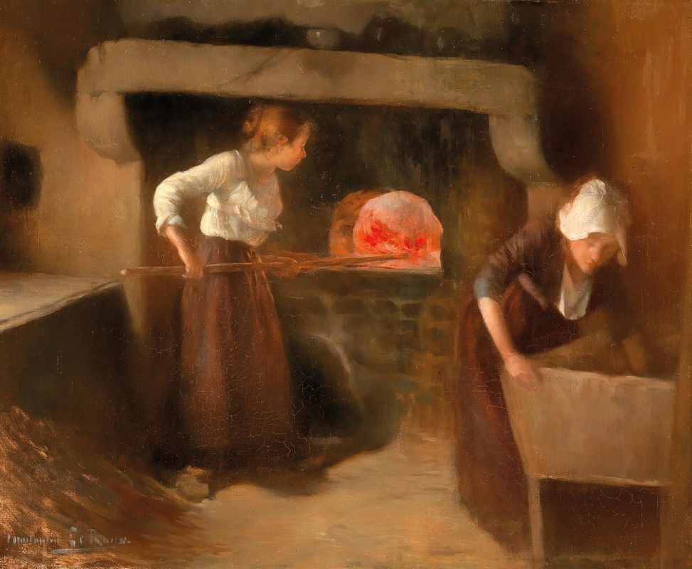 Constantin Le Roux - Women Baking Bread in Bretagne