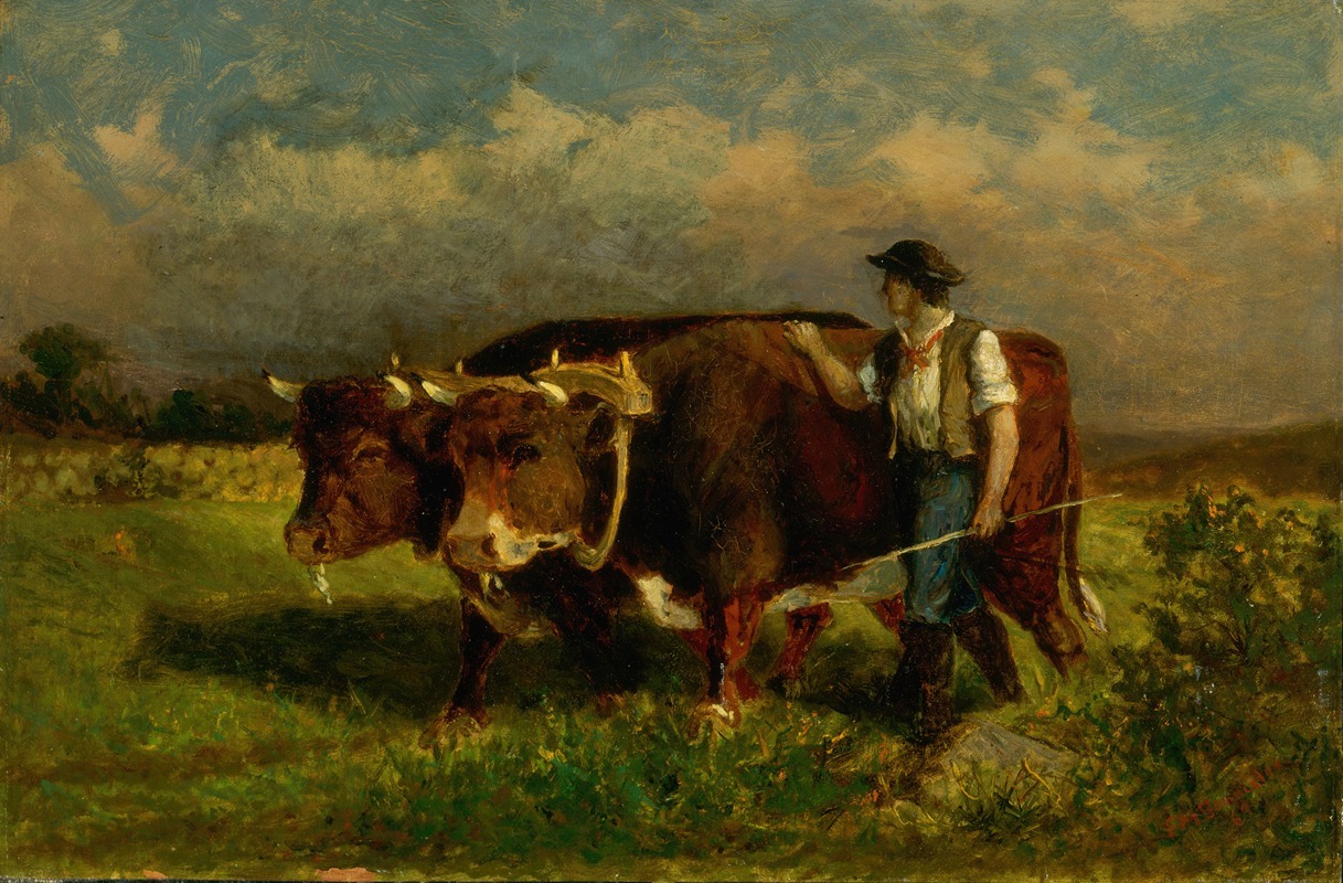 Edward Mitchell Bannister - Untitled (man with two oxen)