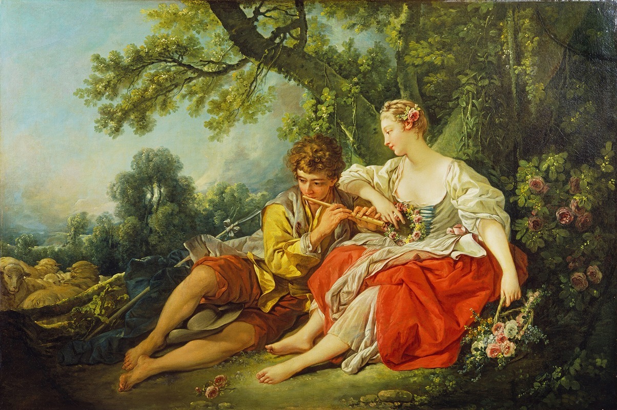François Boucher - Shepherd Piping to a Shepherdess