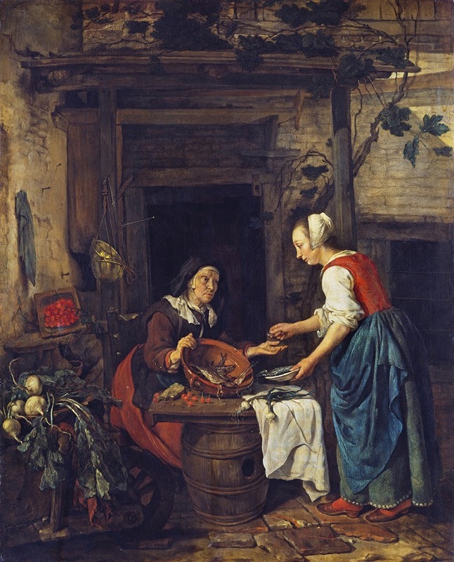 Gabriel Metsu - An Old Woman Selling Fish