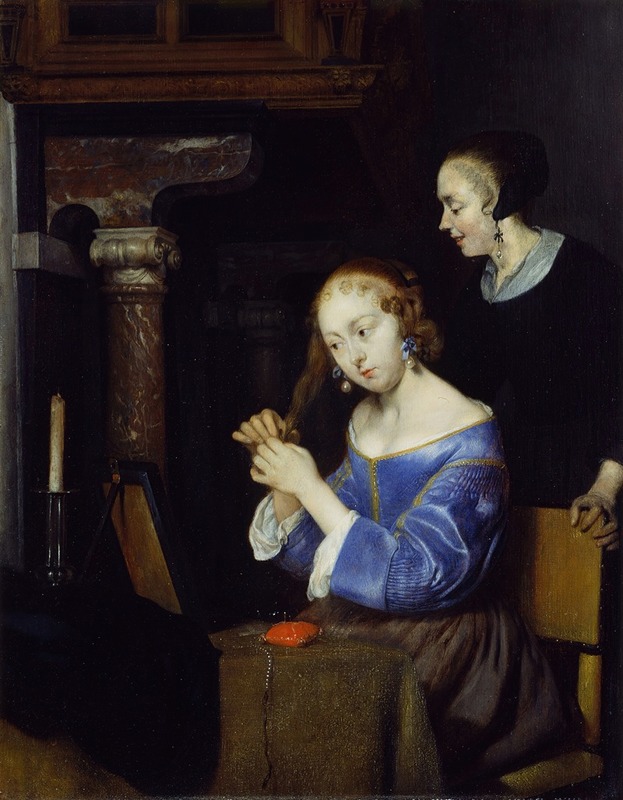 Gerard ter Borch - A Lady dressing her hair