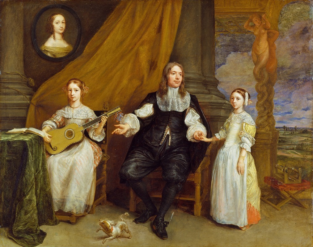 Gonzales Coques - A Gentleman with his two Daughters