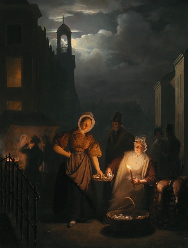 Petrus van Schendel - Night market in Rotterdam