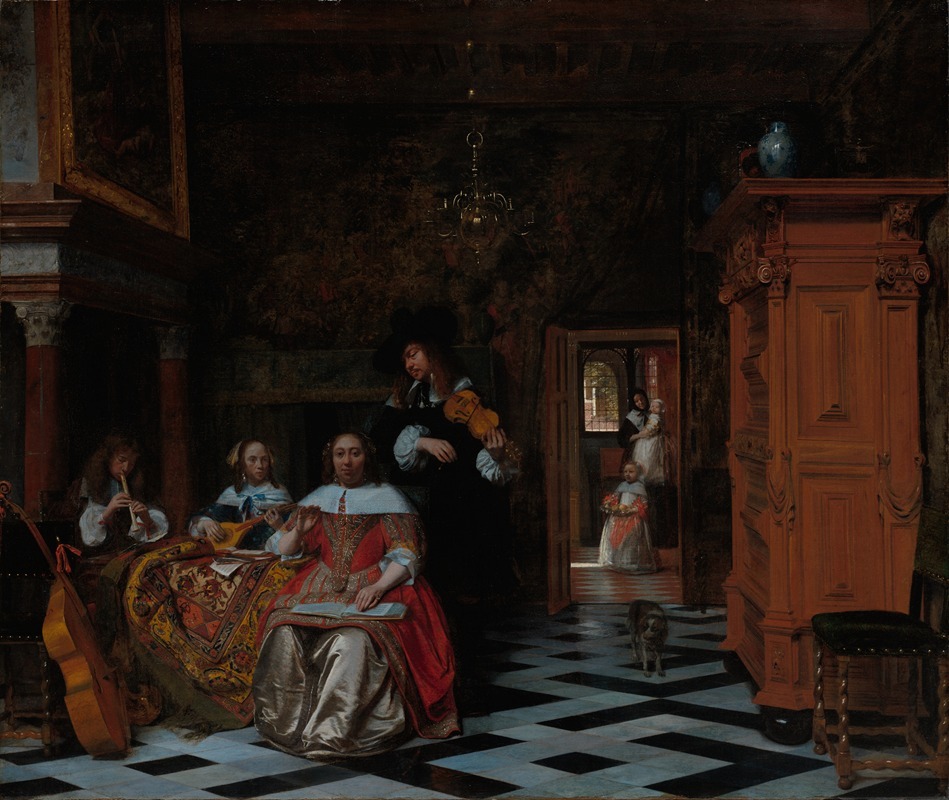 Pieter De Hooch - Portrait of a Family Playing Music