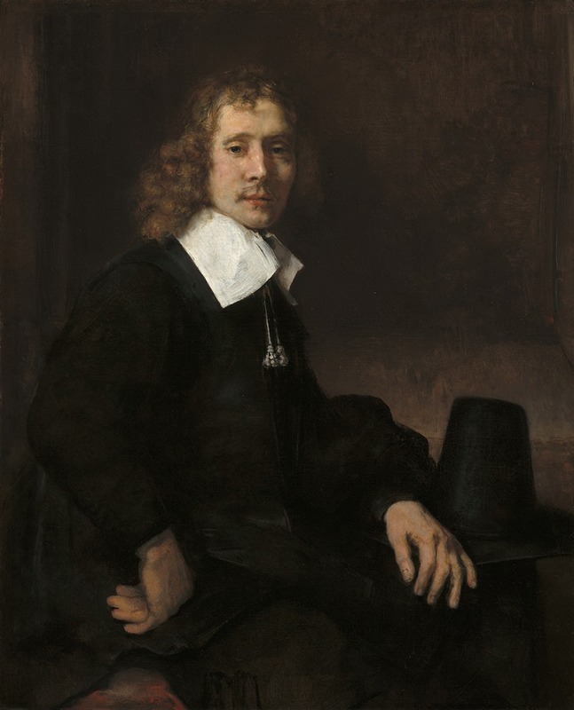 Rembrandt van Rijn - A Young Man Seated at a Table (possibly Govaert Flinck)