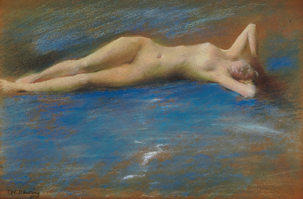 Thomas Wilmer Dewing - Reclining Nude Figure of a Girl