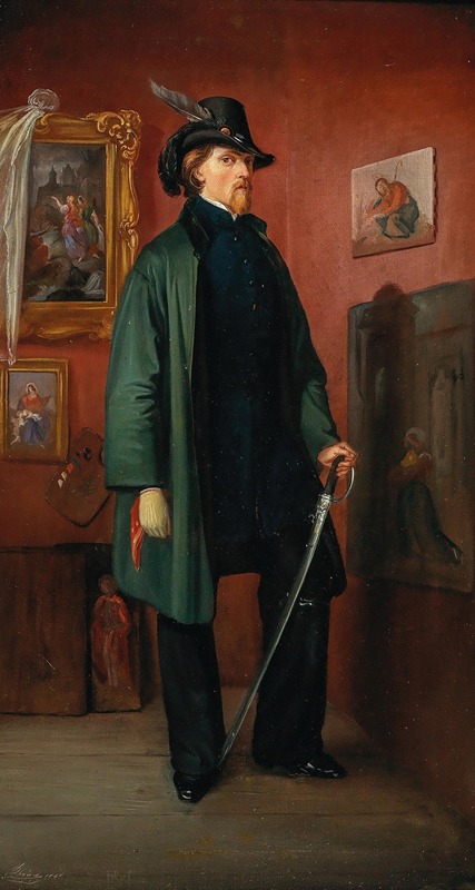Anonymous - The Painter as a Revolutionary with Glove and Sword set in an interior