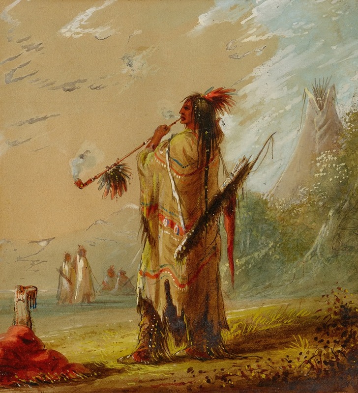Alfred Jacob Miller - A Shoshonee Indian Smoking