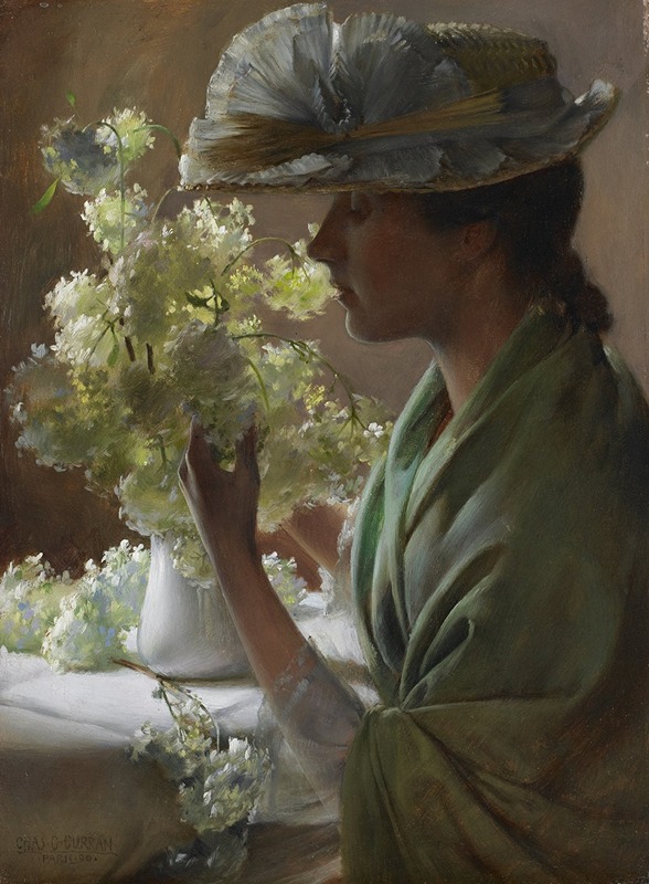 Charles Courtney Curran - Lady with a Bouquet (Snowballs)