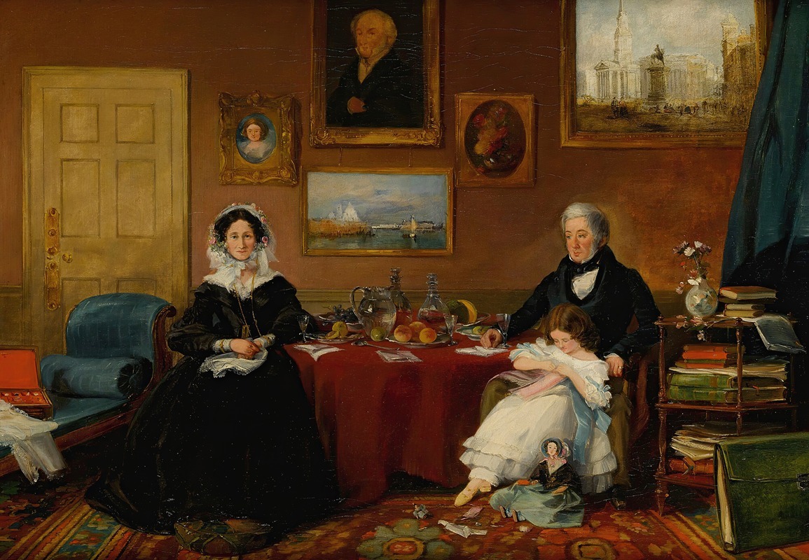 James Holland - Portrait Of The Langford Family In Their Drawing Room