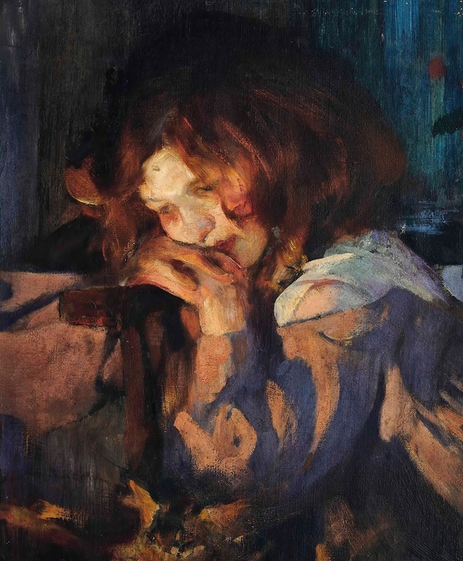 James Jebusa Shannon - Kitty by firelight