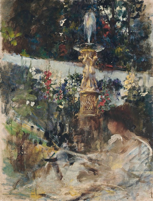 James Jebusa Shannon - Reading by the fountain