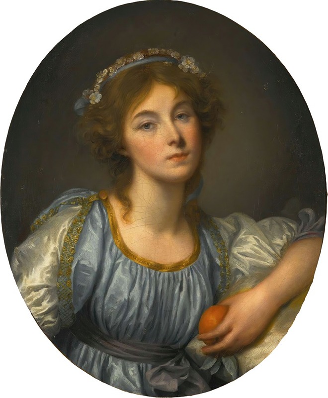 Jean-Baptiste Greuze - A Young Girl Holding An Orange