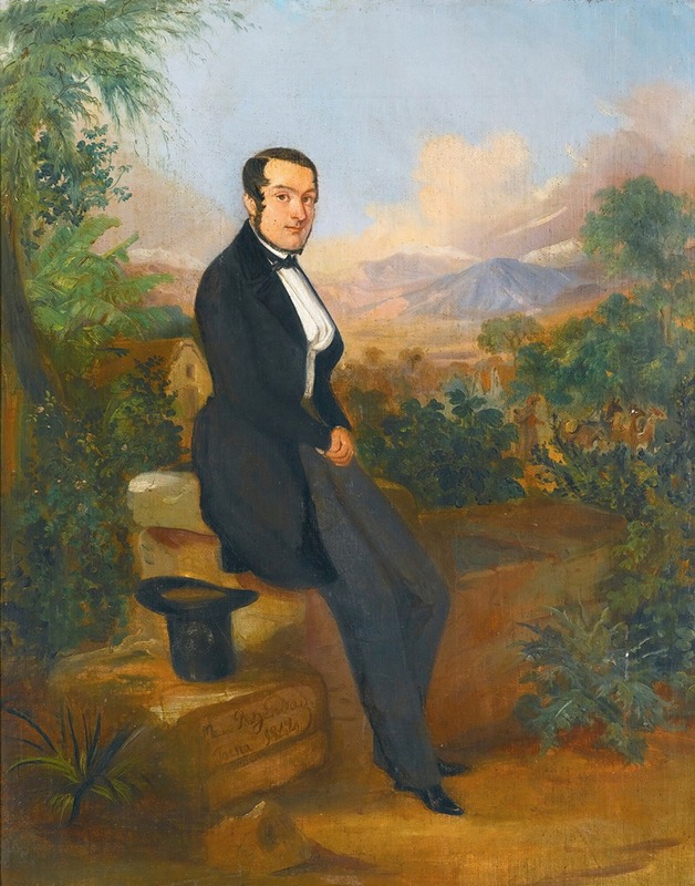 Johann Moritz Rugendas - Portrait Of George Hellmann Before A Vista In Tacna, Peru