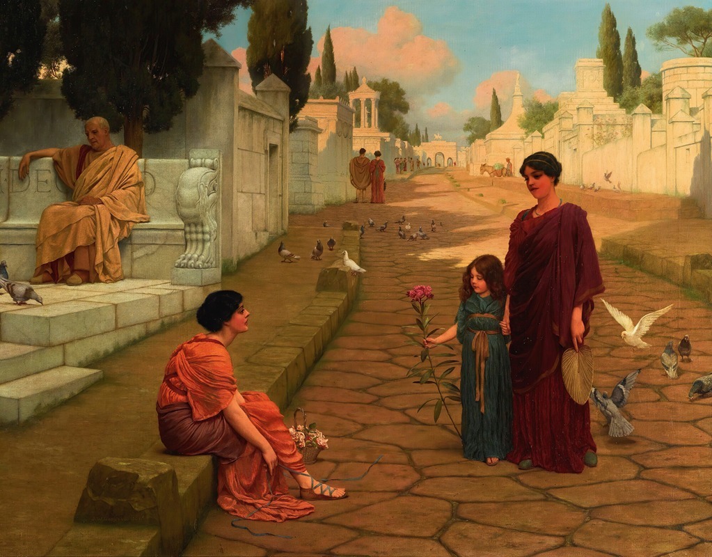 John William Godward - Outside The Gate Of Pompeii