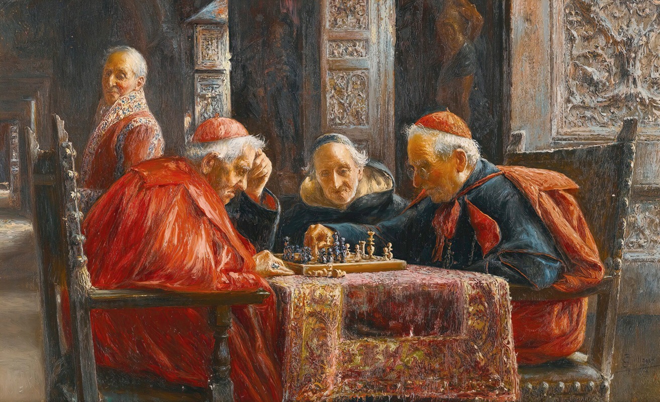 A Game Of Chess by José Gallegos Y Arnosa - Artvee