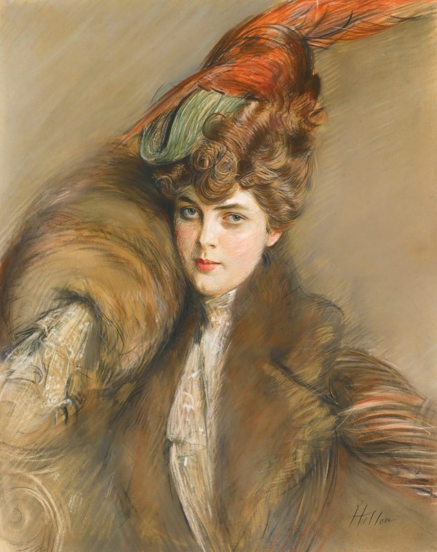 Paul César Helleu - Lady In A Feather Hat