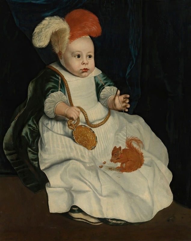Peter van Lint - Portrait Of A Child With A Red Squirrel