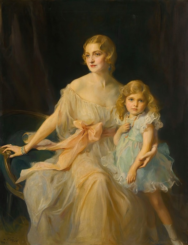 Philip Alexius de László - Portrait Of Mrs. Claude Leigh And Miss Virginia Leigh