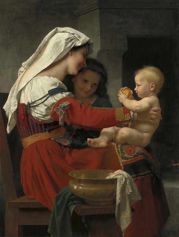 William Bouguereau - Admiration maternelle – le bain
