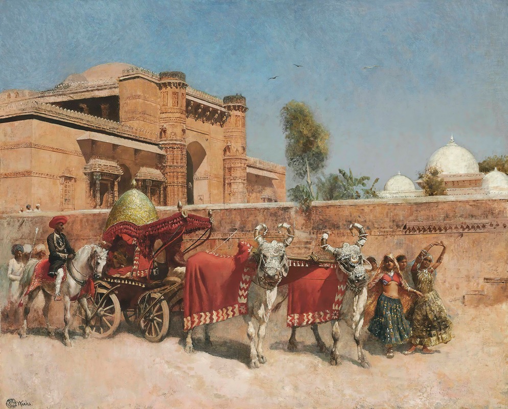 Edwin Lord Weeks - A Wedding Procession before a Palace in Rajasthan