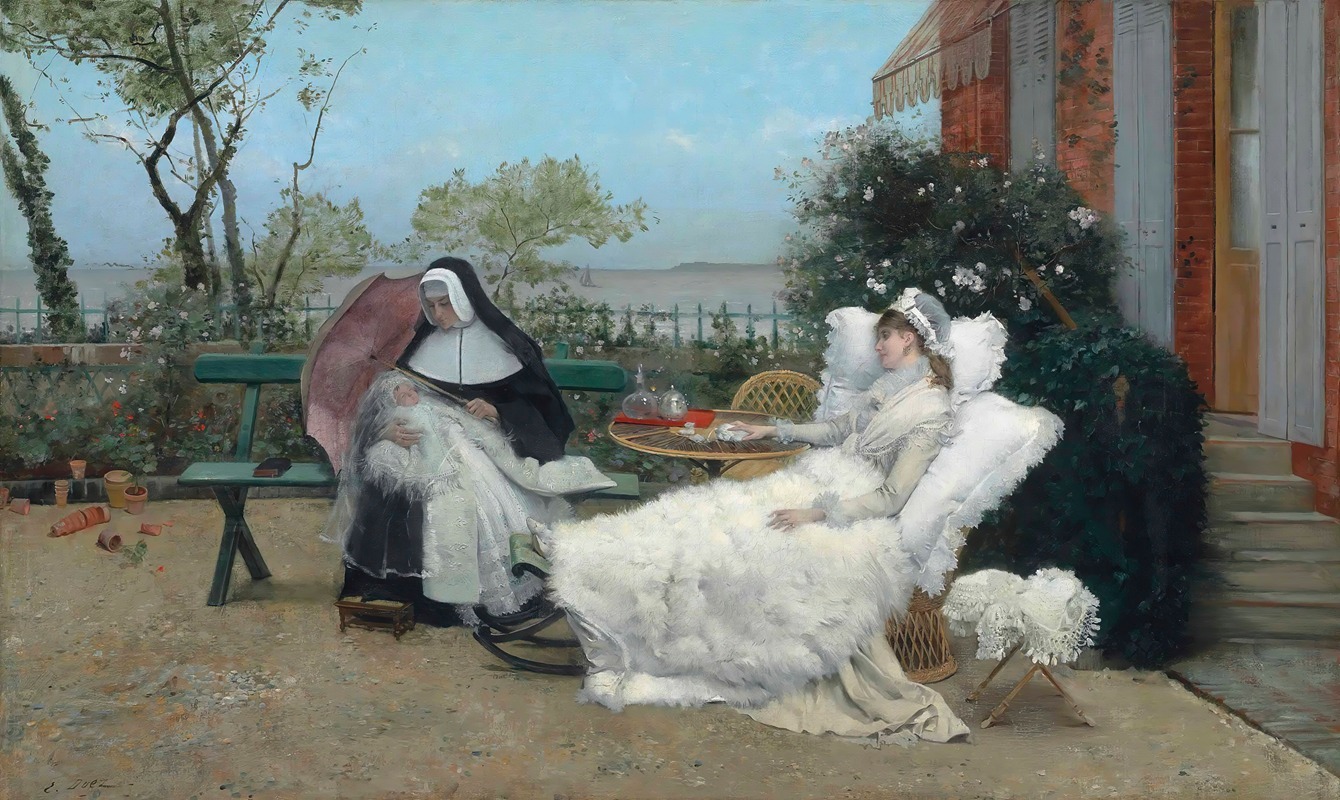 Ernest-Ange Duez - Resting on the terrace, Villerville