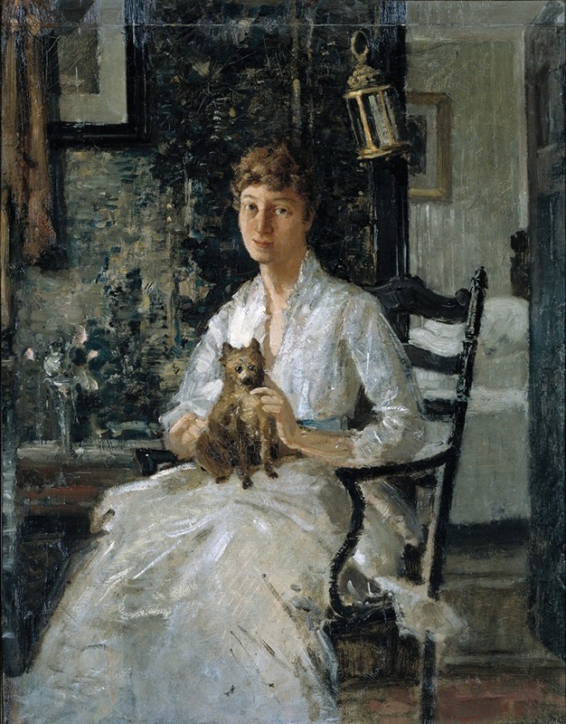 Julian Alden Weir - Portrait of a Lady with a Dog (Anna Baker Weir)