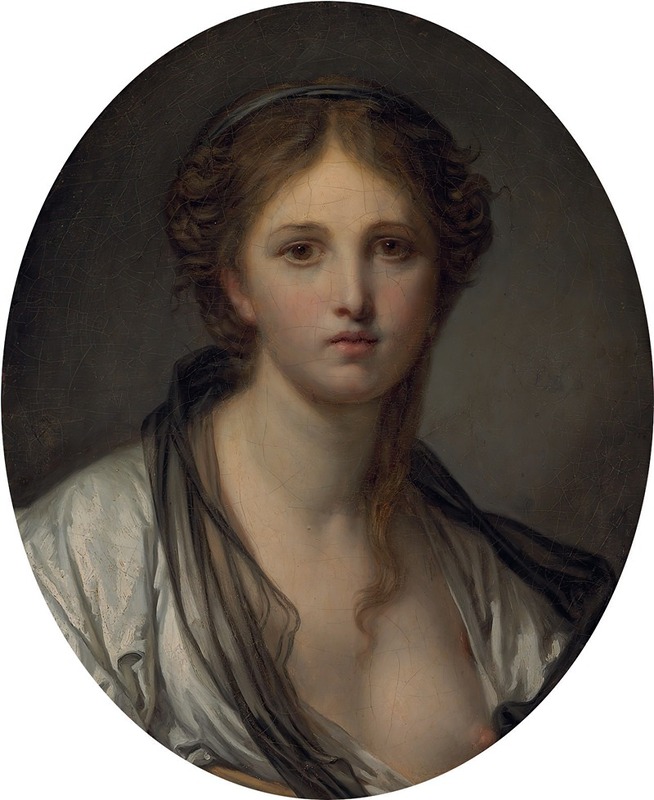 Jean-Baptiste Greuze - Portrait of a young woman, bust length, with a black scarf