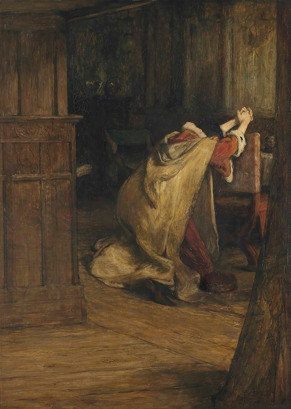 William Quiller Orchardson - Hamlet and the King ‘Pray I can not. – My words fly up, My thoughts remain below; Words without Thoughts, never to heaven go.’ Act III, Scene 3