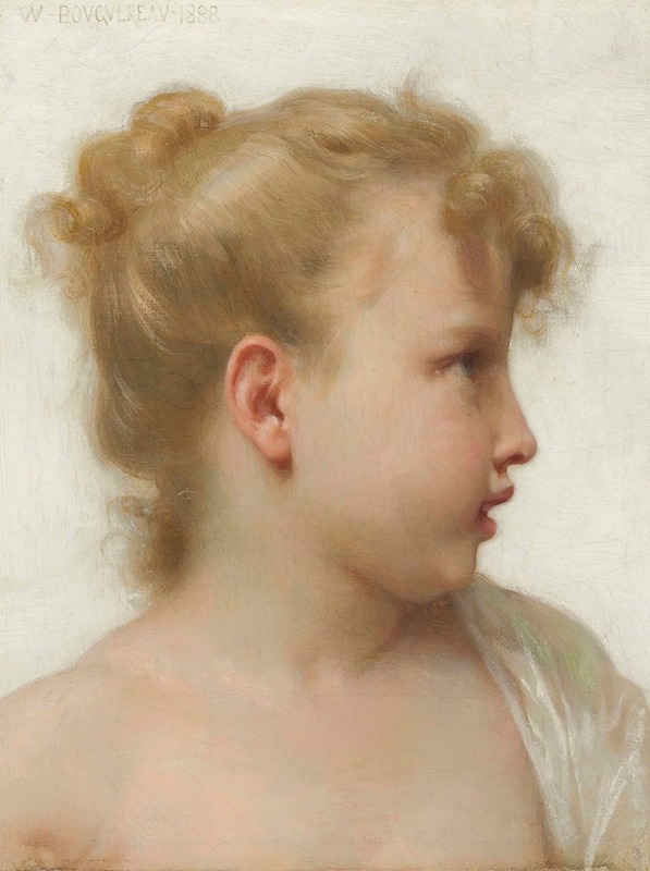 William Bouguereau - Etude; tête de petite fille (visage de profil)