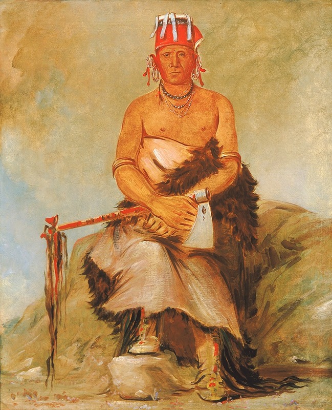 George Catlin - A’h-Sha-La-Cóots-Ah, Mole In The Forehead, Chief of The Republican Pawnee