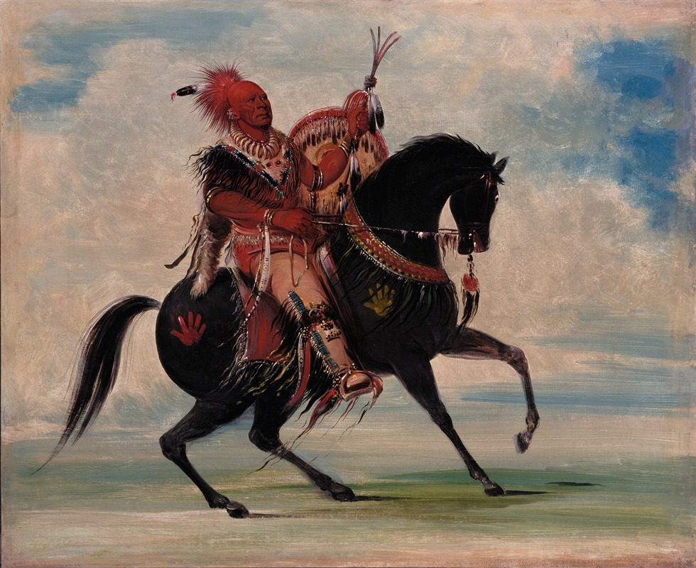 George Catlin - Kee-O-Kúk, The Watchful Fox, Chief of The Tribe, On Horseback