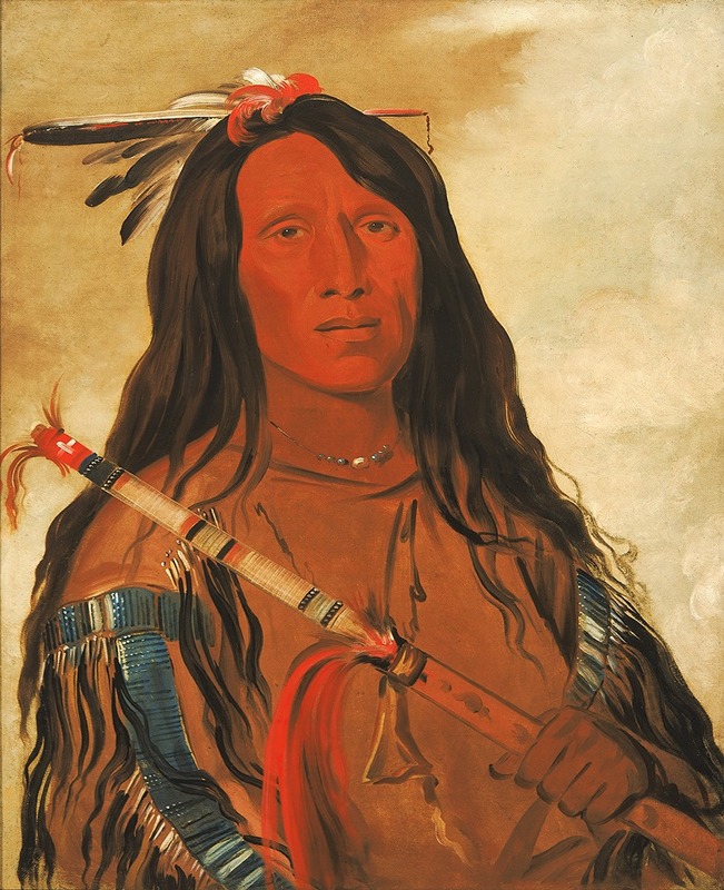 George Catlin - Né-Hee-Ó-Ee-Wóo-Tis, Wolf On The Hill, Chief of The Tribe