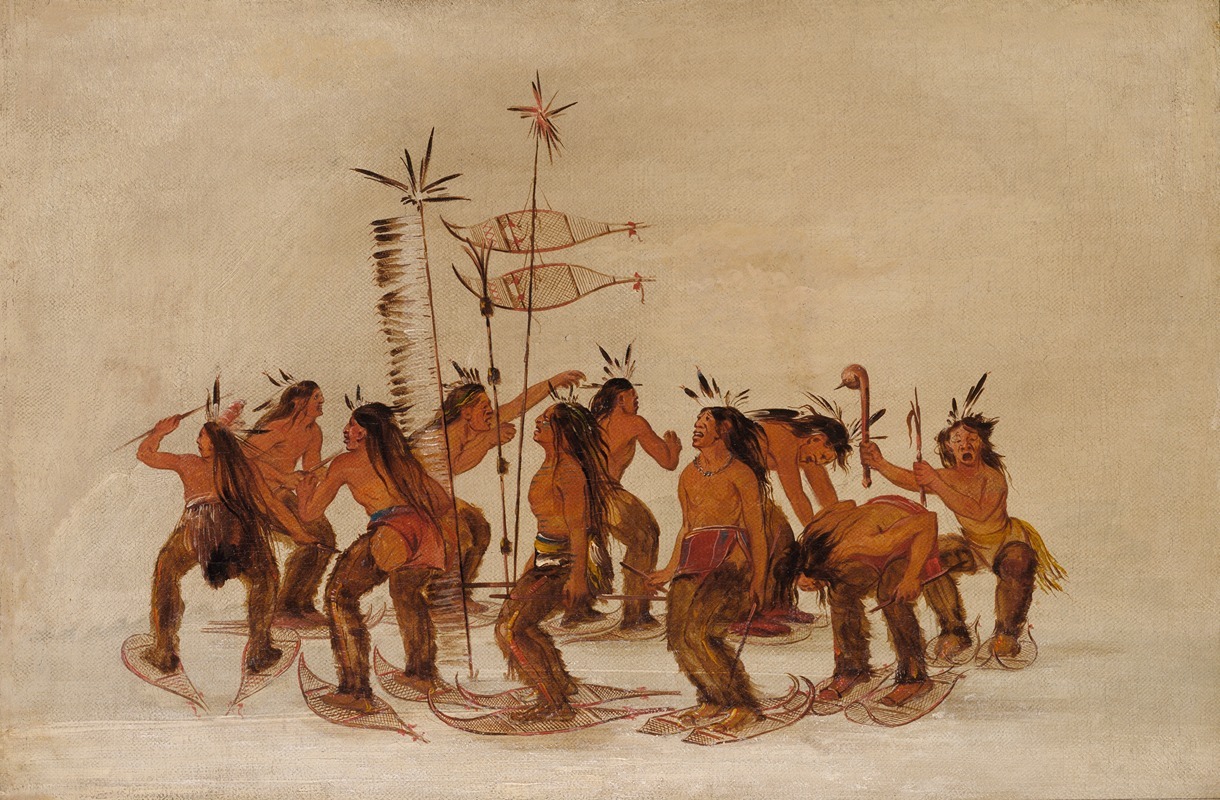 George Catlin - Snowshoe Dance At The First Snowfall