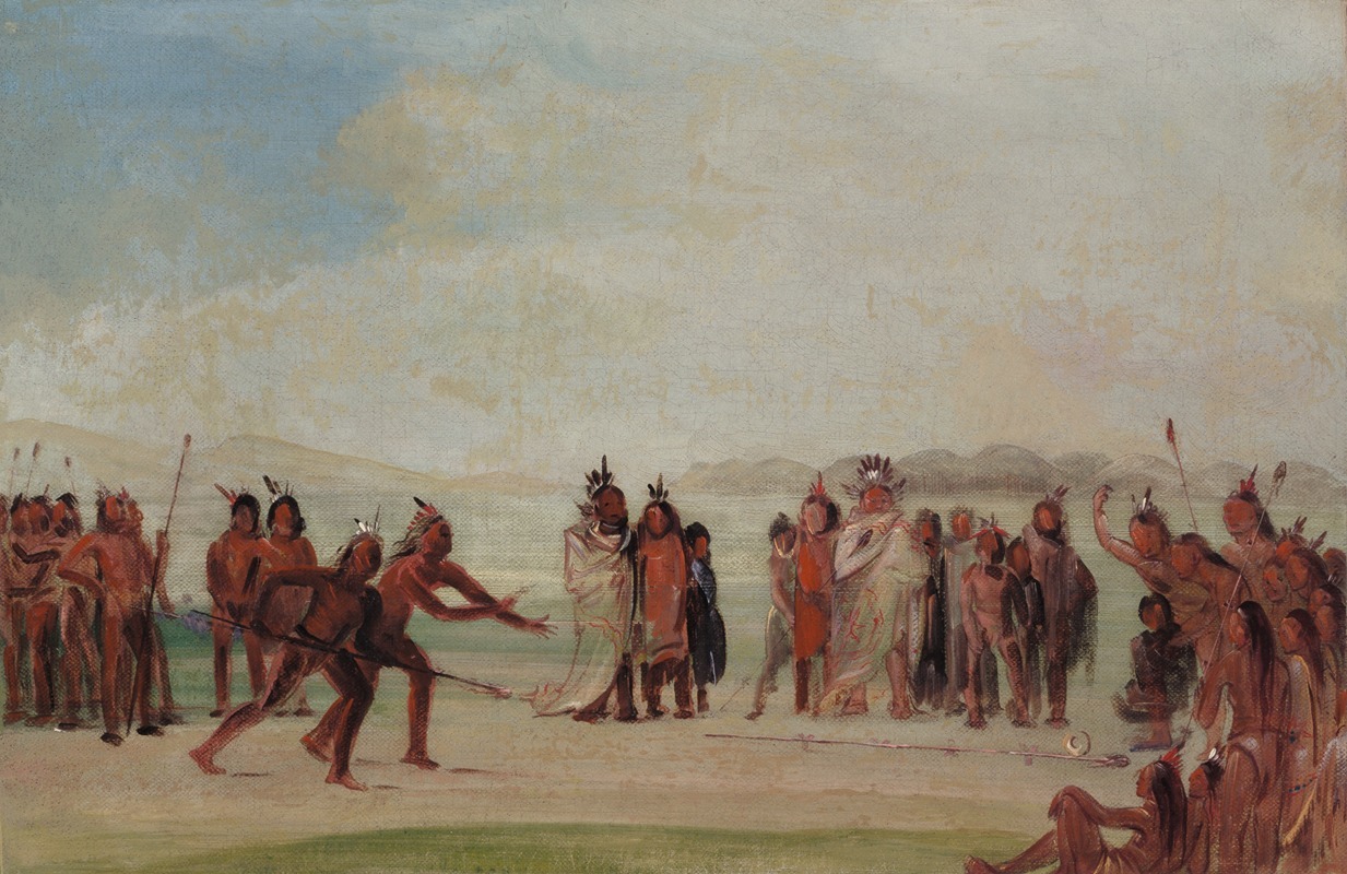 George Catlin - Tchung-Kee, a Mandan Game Played With a Ring And Pole