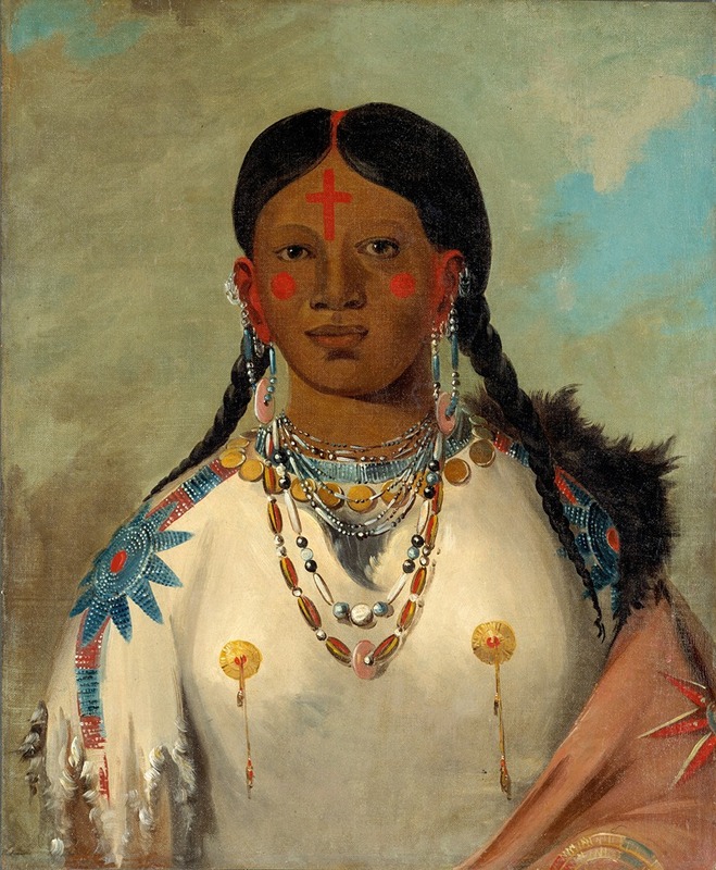 George Catlin - Tís-Se-Wóo-Na-Tís, She Who Bathes Her Knees, Wife of The Chief